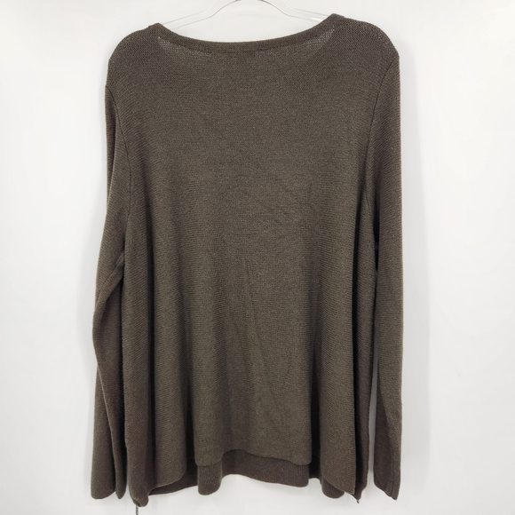 J. Jill Pullover Knit Side Zip Sweater Womens Size XL Olive Green Long Sleeve - Picture 7 of 7